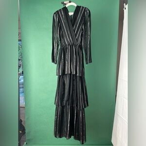 70s/80s Silk Tiered Lurex Dress